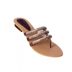 Brown Sparkle Embellished Fashion Slippers RG-036